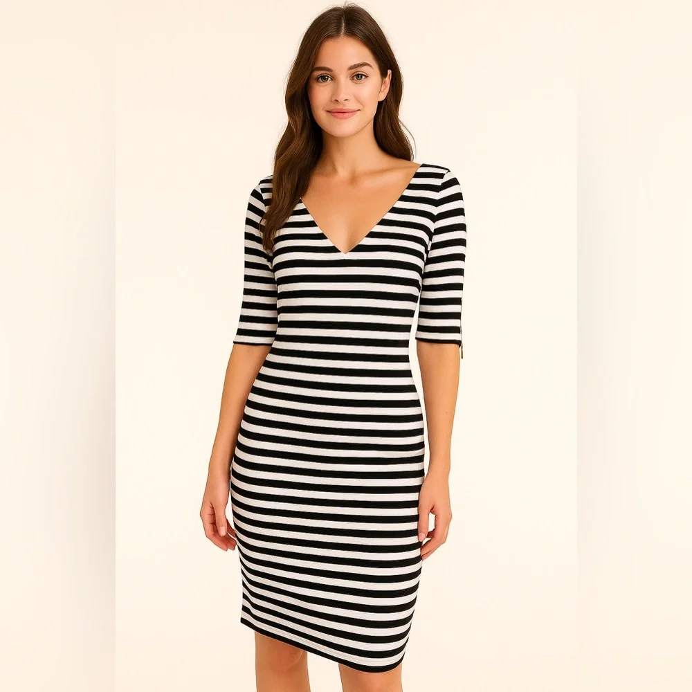 😍Perfect for Summer NWT - Banana Republic Navy & White Striped Dress | Size 10 - Picture 1 of 8